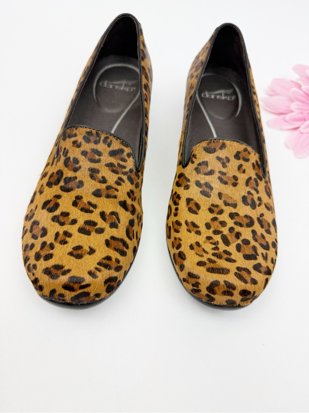 Dansko Olivia Leopard Animal Calf Pony Hair Loafers Tan Brown Black Comfort - Picture 6 of 14